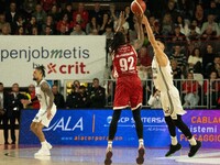 Jaron Johnson of Openjobmetis Varese plays during the LBA Italy Championship match between Openjobmetis Varese and Virtus Bologna in Varese,...