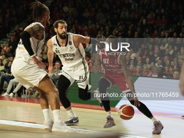 Jaron Johnson of Openjobmetis Varese plays during the LBA Italy Championship match between Openjobmetis Varese and Virtus Bologna in Varese,...