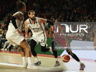 Jaron Johnson of Openjobmetis Varese plays during the LBA Italy Championship match between Openjobmetis Varese and Virtus Bologna in Varese,...