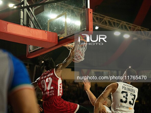 Jaron Johnson of Openjobmetis Varese plays during the LBA Italy Championship match between Openjobmetis Varese and Virtus Bologna in Varese,...