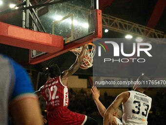 Jaron Johnson of Openjobmetis Varese plays during the LBA Italy Championship match between Openjobmetis Varese and Virtus Bologna in Varese,...