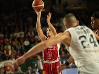 Matteo Librizzi of Openjobmetis Varese participates in the LBA Italy Championship match between Openjobmetis Varese and Virtus Bologna in Va...