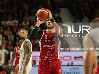 Davide Alviti of Openjobmetis Varese plays during the LBA Italy Championship match between Openjobmetis Varese and Virtus Bologna in Varese,...