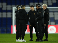 Lamine Yamal right winger of Barcelona and Spain with his teammates prior the LaLiga match between Real Sociedad and FC Barcelona at Reale A...