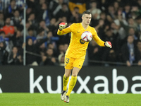 Inaki Pena goalkeeper of Barcelona and Spain controls the ball during the LaLiga match between Real Sociedad and FC Barcelona at Reale Arena...