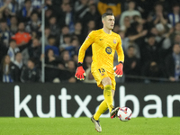 Inaki Pena goalkeeper of Barcelona and Spain controls the ball during the LaLiga match between Real Sociedad and FC Barcelona at Reale Arena...