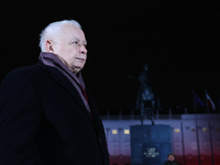 Law and Justice party leader Jaroslaw Kaczynski in front of the Presidential Palace during the march a day ahead of the Poland Independence...