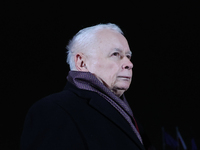 Law and Justice party leader Jaroslaw Kaczynski in front of the Presidential Palace during the march a day ahead of the Poland Independence...