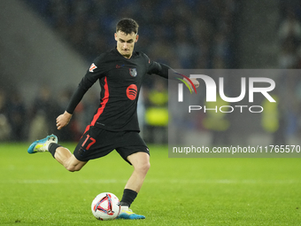 Marc Casado defensive midfield of Barcelona and Spain shooting to goal during the LaLiga match between Real Sociedad and FC Barcelona at Rea...