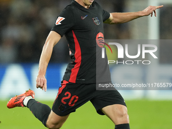 Dani Olmo attacking midfield of Barcelona and Spain during the LaLiga match between Real Sociedad and FC Barcelona at Reale Arena on Novembe...