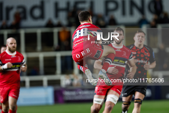 Russell Fox of Doncaster Knights takes a high ball during the Premiership Cup Pool A match between Newcastle Falcons and Doncaster Knights a...