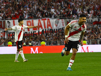 Paulo Diaz of River Plate celebrates after scoring the team's third goal during a Liga Profesional 2024 match between River Plate and Barrac...