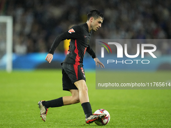 Pedri central midfield of Barcelona and Spain during the LaLiga match between Real Sociedad and FC Barcelona at Reale Arena on November 10,...