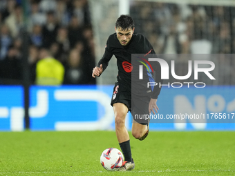 Pedri central midfield of Barcelona and Spain during the LaLiga match between Real Sociedad and FC Barcelona at Reale Arena on November 10,...