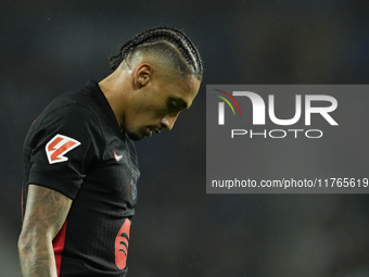 Raphinha right winger of Barcelona and Brazil during the LaLiga match between Real Sociedad and FC Barcelona at Reale Arena on November 10,...