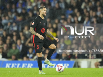 Inigo Martinez centre-back of Barcelona and Spain during the LaLiga match between Real Sociedad and FC Barcelona at Reale Arena on November...