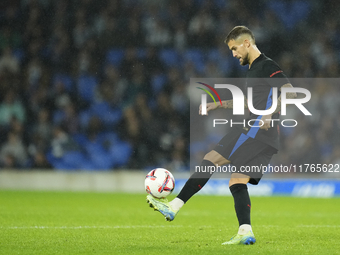 Inigo Martinez centre-back of Barcelona and Spain during the LaLiga match between Real Sociedad and FC Barcelona at Reale Arena on November...