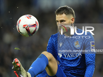 Alex Remiro goalkeeper of Real Sociedad and Spain during the LaLiga match between Real Sociedad and FC Barcelona at Reale Arena on November...