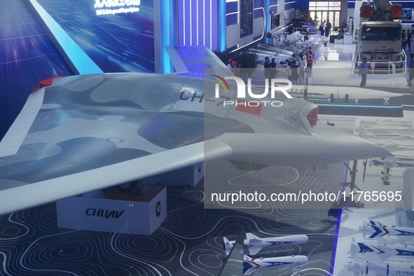 The CH-7 stealth drone is on display at the Zhuhai Air Show Center in Zhuhai, China, on November 10, 2024. 