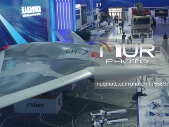 The CH-7 stealth drone is on display at the Zhuhai Air Show Center in Zhuhai, China, on November 10, 2024. (