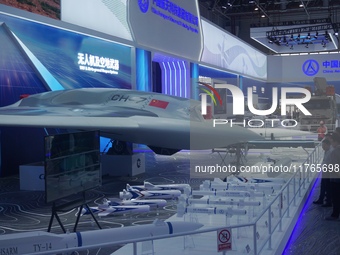 The CH-7 stealth drone is on display at the Zhuhai Air Show Center in Zhuhai, China, on November 10, 2024. (