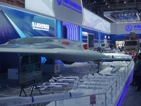 The CH-7 stealth drone is on display at the Zhuhai Air Show Center in Zhuhai, China, on November 10, 2024. (