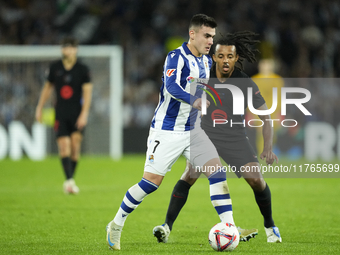 Ander Barrenetxea left winger of Real Sociedad and Spain during the LaLiga match between Real Sociedad and FC Barcelona at Reale Arena on No...