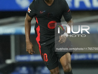 Ansu Fati left winger of Barcelona and Spain during the LaLiga match between Real Sociedad and FC Barcelona at Reale Arena on November 10, 2...