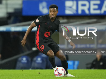 Ansu Fati left winger of Barcelona and Spain during the LaLiga match between Real Sociedad and FC Barcelona at Reale Arena on November 10, 2...