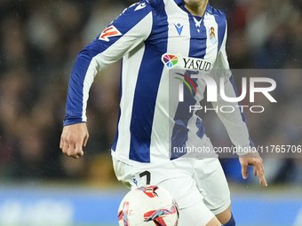 Ander Barrenetxea left winger of Real Sociedad and Spain during the LaLiga match between Real Sociedad and FC Barcelona at Reale Arena on No...