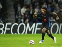 Jules Kounde centre-back of Barcelona and France during the LaLiga match between Real Sociedad and FC Barcelona at Reale Arena on November 1...