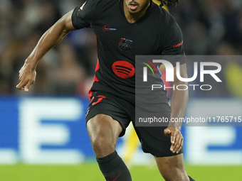 Jules Kounde centre-back of Barcelona and France during the LaLiga match between Real Sociedad and FC Barcelona at Reale Arena on November 1...