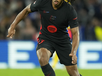 Jules Kounde centre-back of Barcelona and France during the LaLiga match between Real Sociedad and FC Barcelona at Reale Arena on November 1...