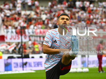 Paulo Diaz of River Plate warms up before the Liga Profesional 2024 match between River Plate and Barracas Central at Estadio Antonio V. Lib...