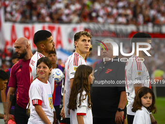 Facundo Colidio of River Plate looks on during a Liga Profesional 2024 match between River Plate and Barracas Central at Estadio Antonio V....