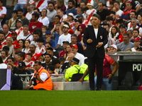 Marcelo Gallardo, coach of River Plate, gives instructions to his team players during a Liga Profesional 2024 match between River Plate and...