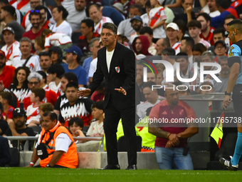 Marcelo Gallardo, coach of River Plate, gives instructions to his team players during a Liga Profesional 2024 match between River Plate and...