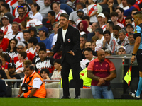 Marcelo Gallardo, coach of River Plate, gives instructions to his team players during a Liga Profesional 2024 match between River Plate and...