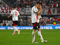 Claudio Echeverry of River Plate reacts during a Liga Profesional 2024 match between River Plate and Barracas Central at Estadio Antonio V....