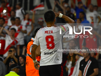 Maxi Meza of River Plate celebrates after scoring the team's first goal during a Liga Profesional 2024 match between River Plate and Barraca...