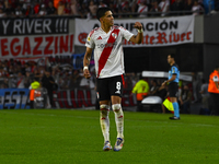 Maxi Meza of River Plate celebrates after scoring the team's first goal during a Liga Profesional 2024 match between River Plate and Barraca...