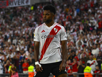 Miguel Borja of River Plate celebrates after scoring the team's second goal during a Liga Profesional 2024 match between River Plate and Bar...