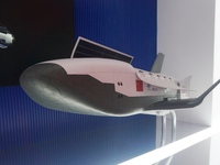 A model of China's cargo space shuttle ''HL 1'' is on display at Zhuhai Air Show Center in Zhuhai, Guangdong province, China, on November 10...