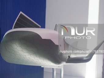 A model of China's cargo space shuttle ''HL 1'' is on display at Zhuhai Air Show Center in Zhuhai, Guangdong province, China, on November 10...