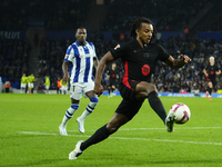 Jules Kounde centre-back of Barcelona and France controls the ball during the LaLiga match between Real Sociedad and FC Barcelona at Reale A...