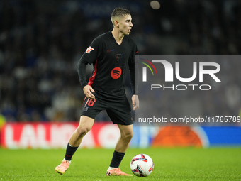 Fermin Lopez central midfield of Barcelona and Spain during the LaLiga match between Real Sociedad and FC Barcelona at Reale Arena on Novemb...