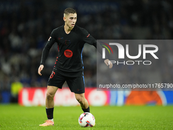 Fermin Lopez central midfield of Barcelona and Spain during the LaLiga match between Real Sociedad and FC Barcelona at Reale Arena on Novemb...