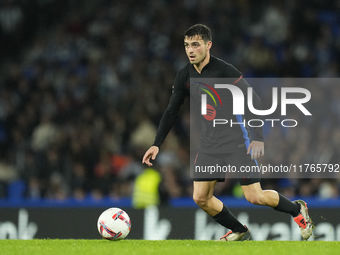 Pedri central midfield of Barcelona and Spain during the LaLiga match between Real Sociedad and FC Barcelona at Reale Arena on November 10,...