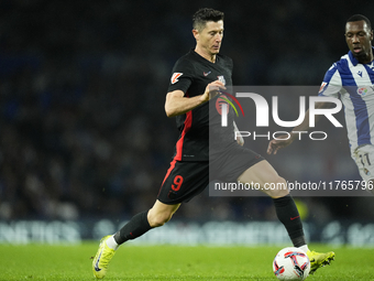 Robert Lewandowski centre-forward of Barcelona and Poland during the LaLiga match between Real Sociedad and FC Barcelona at Reale Arena on N...