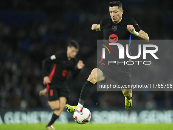 Robert Lewandowski centre-forward of Barcelona and Poland during the LaLiga match between Real Sociedad and FC Barcelona at Reale Arena on N...